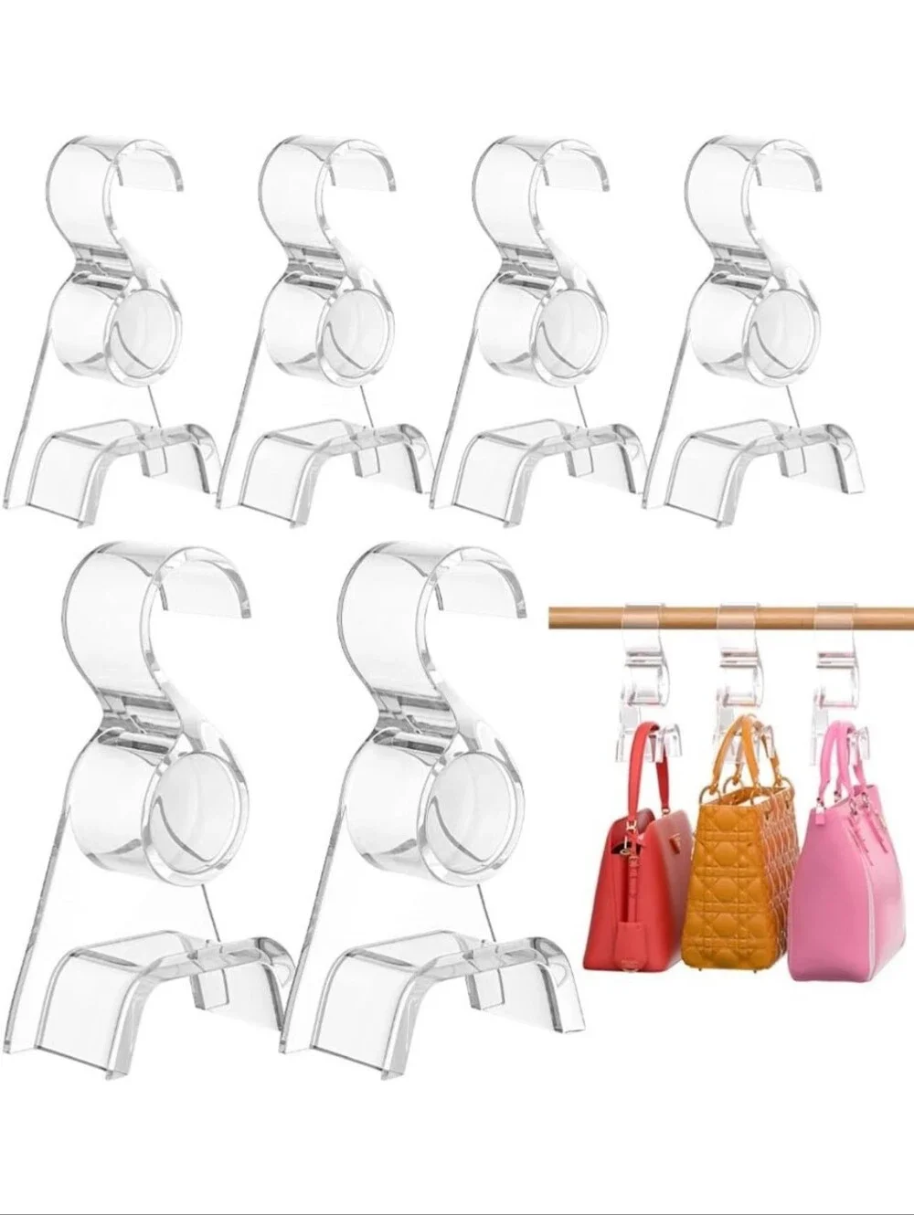 Clear Acrylic Purse Hangers - Set of 4